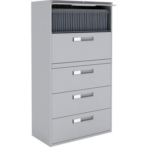 Global 9300 Series Centre Pull Lateral File - 5-Drawer - 18" x 36" x 65.3" - 5 x Drawer(s) for File - Letter, Legal, A4 - Lateral - Hanging Bar, Interlocking, Anti-tip, Pull Handle, Ball-bearing Suspension, Leveling Glide, Lockable, Durable, Reinforced -  - Lateral Files - GLB93365F1HGR