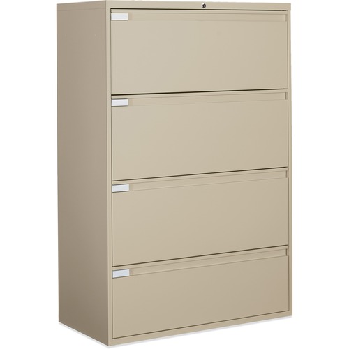 Global 9300 Series Full Pull Lateral File - 4-Drawer - 18" x 36" x 54" - 4 x Drawer(s) for File - Letter, Legal, A4 - Lateral - Pull Handle, Durable, Hanging Bar, Interlocking, Anti-tip, Leveling Glide, Lockable, Ball-bearing Suspension, Welded - Nevada = GLB9336P4F1HN