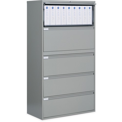 Global 9300 Series Full Pull Lateral File - 5-Drawer - 18" x 36" x 65.3" - 5 x Drawer(s) for File - Letter, Legal, A4 - Lateral - Pull Handle, Durable, Hanging Bar, Interlocking, Anti-tip, Leveling Glide, Lockable, Ball-bearing Suspension, Welded - Gray = GLB9336P5F1HG