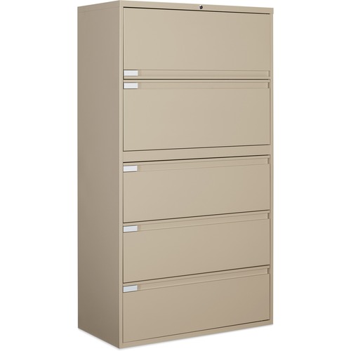 Global 9300 Series Full Pull Lateral File - 5-Drawer - 18" x 36" x 65.3" - 5 x Drawer(s) for File - Letter, Legal, A4 - Lateral - Pull Handle, Durable, Hanging Bar, Interlocking, Anti-tip, Leveling Glide, Lockable, Ball-bearing Suspension, Welded - Nevada = GLB9336P5F1HN