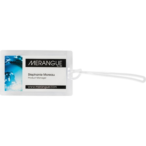 Merangue Self Laminating Luggage Tags - 4.13" (104.90 mm) Length x 2.60" (66.04 mm) Width - Rectangular - 10 / Pack - Clear - Luggage - MGE1026704100000