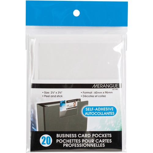 Merangue Self Adhesive Business Card Pockets - 2.3" Height x 3.8" Width - 1 / Pack - Binder Pockets - MGE1026707100000