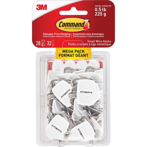 Command Small Wire Hooks - 226.8 g Capacity - for Indoor, Painted Surface, Wood, Tile - Plastic - White - 1 / Pack - Hooks & Hangers - MMM17067MPEF