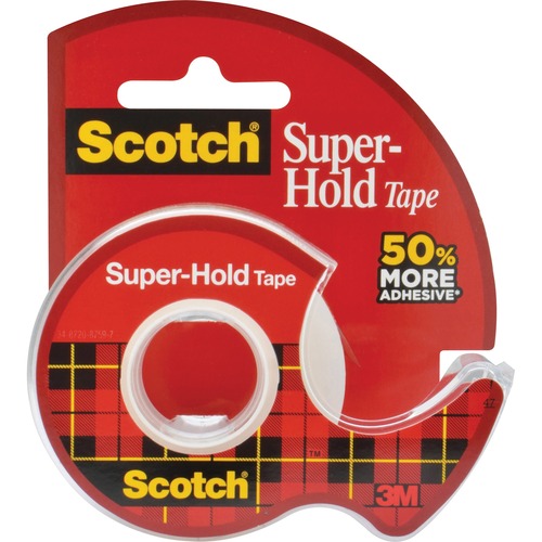 Scotch Super-Hold Invisible Tape - 18 yd (16.5 m) Length x 0.75" (19 mm) Width - Dispenser Included - 1 Each - Clear - Transparent & Invisible Tapes - MMM198ESF