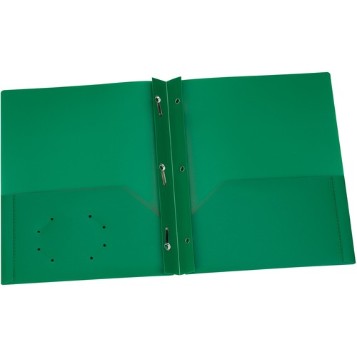 Oxford Letter Pocket Folder - 8 1/2" x 11" - 135 Sheet Capacity - 3 x Prong Fastener(s) - 2 Internal Pocket(s) - Polypropylene - Green - 1 Each - Pocket Portfolios/Folders - OXF76024