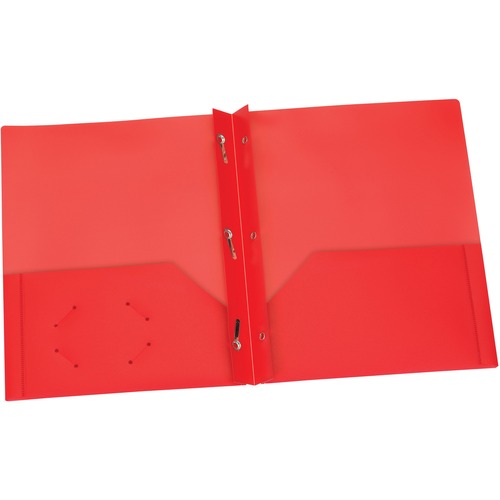 Oxford Letter Portfolio - 8 1/2" x 11" - 135 Sheet Capacity - 3 x Prong Fastener(s) - 2 Pocket(s) - Polypropylene - Red - 1 Each