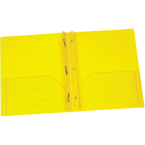 Oxford Letter Pocket Folder - 8 1/2" x 11" - 135 Sheet Capacity - 3 x Prong Fastener(s) - 2 Internal Pocket(s) - Polypropylene - Yellow - 1 Each