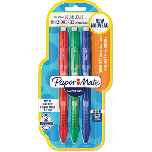 Paper Mate Clearpoint Mechanical Pencil - 0.7 mm Lead Diameter - Blue, Green, Red Barrel - 1 / Pack