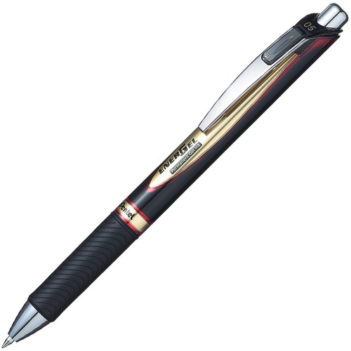 EnerGel RTX Gel Pen - 0.5 mm Pen Point Size - Refillable - Retractable - Red Liquid Gel Ink Ink - Metal Barrel - Plastic Tip - 1 Each - Gel Ink Pens - PENBLP75B