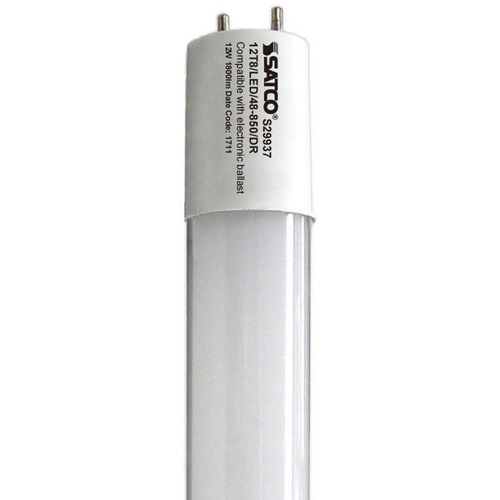 Satco T8 LED Tube 12W Bulb - 12 W - 32 W Incandescent Equivalent Wattage - 1800 lm - T8 Size - Gloss White - Natural Light Light Color - G13 Base - 50000 Hour - 8540.3°F (4726.8°C) Color Temperature - 82 CRI - 210° Beam Angle - Instant On - 10