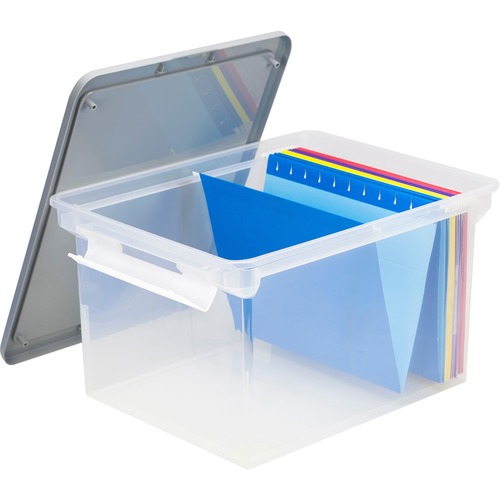 Storex Storage Case - External Dimensions: 14.5" Width x 20" Depth x 11.5" Height - 35 lb - 35.02 L - 3500 x Sheet - Heavy Duty - Stackable - Plastic - Clear, Gray - For File, Letter, Folder, Document - 1 Each - Storage Totes - STX61530B04C