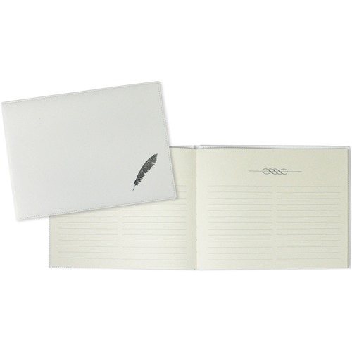 Winnable Visitor Book - 50 Sheet(s) - Case/Sewn Bound - 7" (177.80 mm) x 10" (254 mm) Sheet Size - Cream Sheet(s) - White Cover - 1 Each