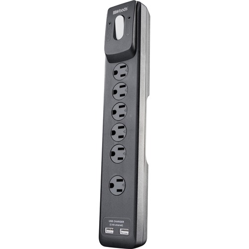 Wood Industries 6-Outlet Surge Suppressor/Protector - 6 x AC Power, 2 x USB - 1780 J
