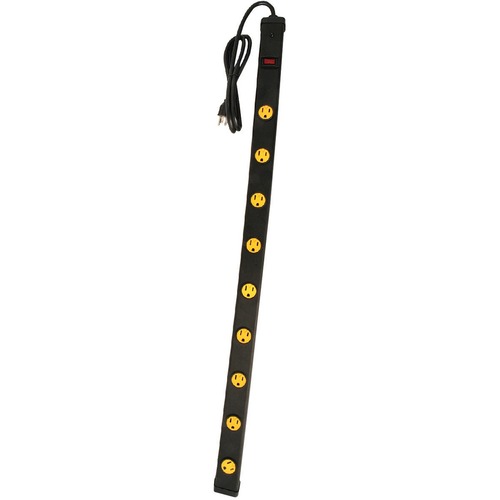 Wood Industries Power Strip - 9 x AC Power - 4 ft Cord - 15 A Current - Wall Mountable - Black, Yellow - Power Strips - WOO4609