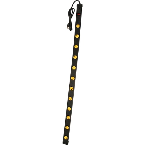 Wood Industries Power Strip - 12 x AC Power - 6 ft Cord - 480 J Surge Energy - 15 A Current - Black, Yellow - Power Strips - WOO4612