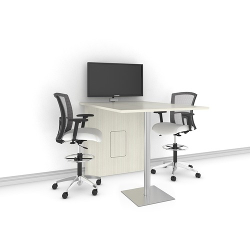 Global Swap Utility Table - White Chocolate Rectangle Top - Chrome Square Base - 42" Table Top Width x 60" Table Top Depth - 29" Height x 42" Width