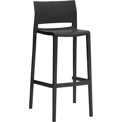 Offices To Go Bakhita Armless Bar Stool, Polymer Seat & Back - 18.8" x 19.3" x 40.5" - Material: Polymer - Finish: Char - Stools & Drafting Chairs - GLB6754CHA