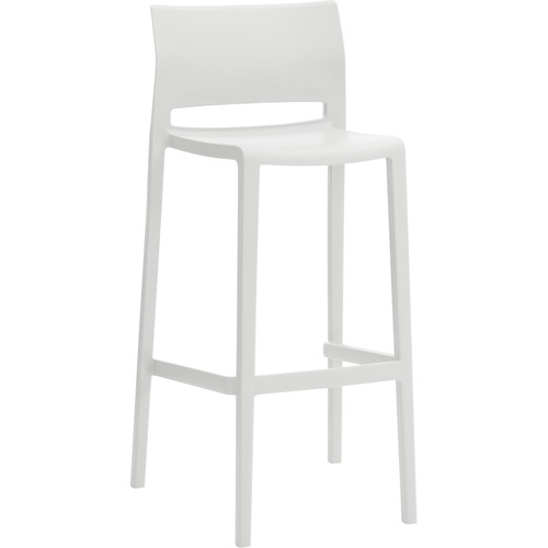 Offices To Go Bakhita Armless Bar Stool, Polymer Seat & Back - 18.8" x 19.3" x 40.5" - Material: Polymer - Finish: Milk