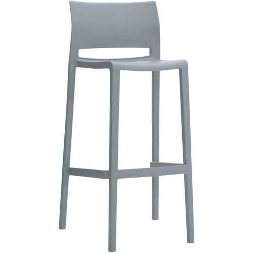Offices To Go Bakhita Armless Bar Stool, Polymer Seat & Back - 18.8" x 19.3" x 40.5" - Material: Polymer - Finish: Alloy