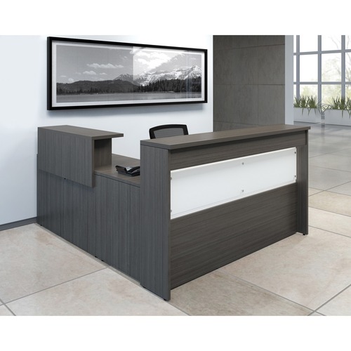 Offices To Go Reception Suite - 84" x 72" x 42.5" - Finish: Absolute Acajou