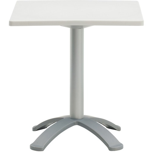 Global Square Table - 28.5" x 28.5" x 29.5" - Material: Polymer Top - Finish: Silver Base, Milk Top