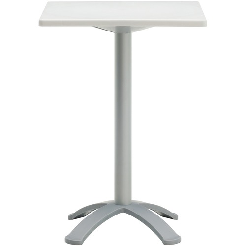 Global Square Table - Bar Height - 28.5" x 28.5" x 29.5" - Material: Polymer Top - Finish: Silver Base, Milk Top - Cafeteria & Breakroom Tables - GLB6786