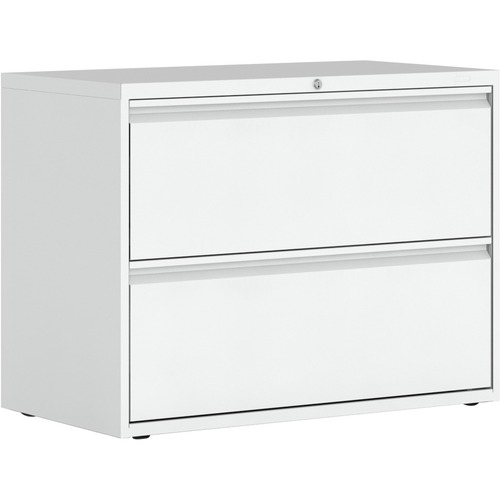 Global MVL1936P2 File Cabinet - 2-Drawer - 19.3" x 36" x 27.3" - 2 x Drawer(s) for File - Letter, Legal - Lateral - Leveling Glide, Interlocking, Lockable, Hanging Bar, Recessed - Designer White - Metal