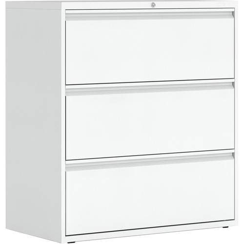 Global MVL1936P3 File Cabinet - 3-Drawer - 19.3" x 36" x 39.1" - 3 x Drawer(s) for File - Letter, Legal - Lateral - Leveling Glide, Interlocking, Lockable, Hanging Bar, Recessed - Designer White - Metal