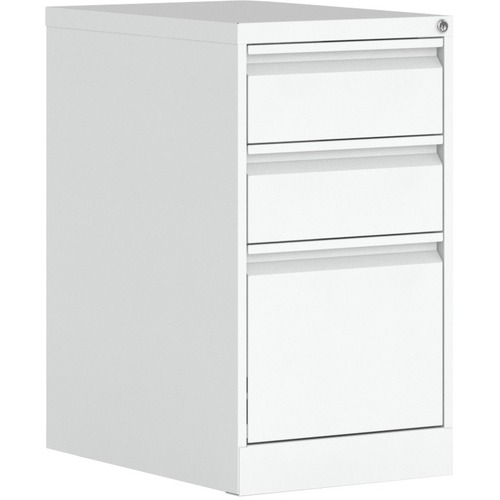 Global Mobile Pedestal - Box/Box/File - 3-Drawer - 22.6" x 15" x 27.9" - 3 x Drawer(s) for File, Box - Key Lock, Recessed, Ball-bearing Suspension, Mobility, Pencil Tray - Designer White - Metal