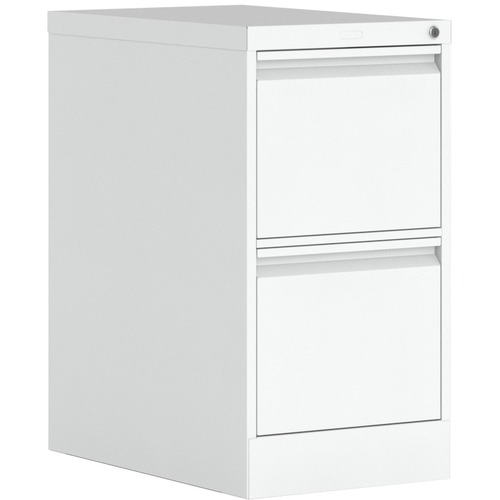 Global 2 Drawer/Letter - 25" x 15.2" x 29" - 2 x Drawer(s) for File - Letter - Vertical - Ball-bearing Suspension, Recessed Handle, Lockable - Designer White - Metal