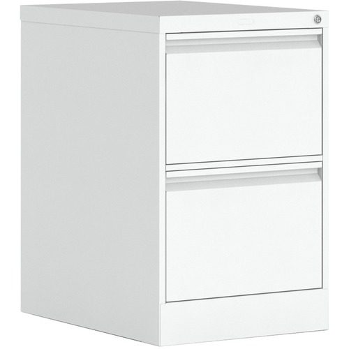 Global 2 Drawer/Legal - 25" x 18.2" x 29" - 2 x Drawer(s) for File - Legal - Vertical - Ball-bearing Suspension, Recessed Handle, Lockable - Designer White - Metal