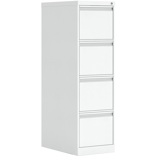 Global 4 Drawer/Letter - 25" x 15.2" x 52" - 4 x Drawer(s) for File - Letter - Vertical - Ball-bearing Suspension, Recessed Handle, Lockable - Designer White - Metal
