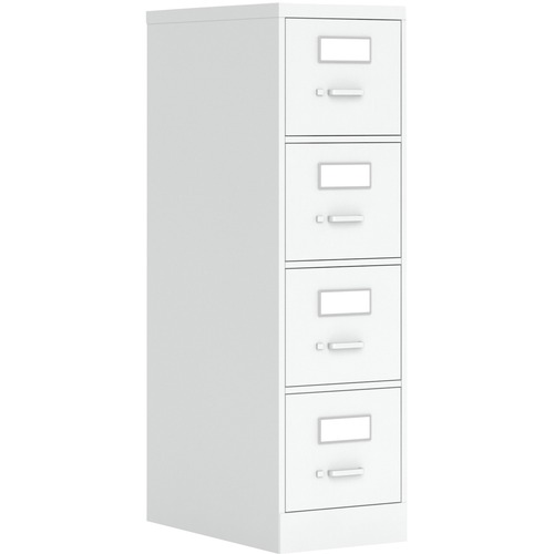 Global 26-401 File Cabinet - 4-Drawer - 26.6" x 15.2" x 52" - 4 x Drawer(s) for File - Letter - Vertical - Pull Handle, Lockable, Label Holder, Ball-bearing Suspension - Designer White - Metal - Metal Vertical Files - GLB26401DWT