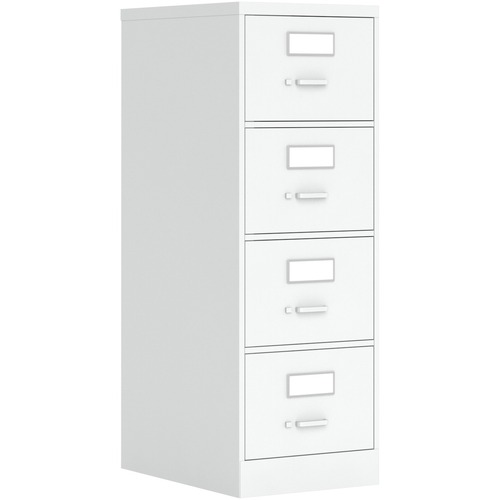 Global 26-451 File Cabinet - 4-Drawer - 26.6" x 18.2" x 52" - 4 x Drawer(s) for File - Legal - Vertical - Pull Handle, Lockable, Label Holder, Ball-bearing Suspension - Designer White - Metal