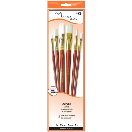 Daler-Rowney Simply Simmons Paint Brush - 6 Brush(es) - Assorted, Assorted - Paint Brushes - DIX258930601