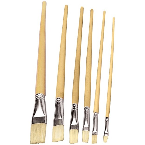 Funstuff "Art Class" Bristle Brushes - 12 Brush(es) - 0.69" (17.46 mm) Bristle - No. 10 - Aluminum Ferrule