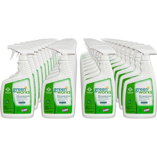 Clorox Commercial Solutions Green Works Bathroom Cleaner - Spray - 24 fl oz (0.8 quart) - 480 / Pallet - White