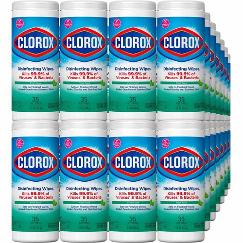 Clorox Disinfecting Cleaning Wipes - Ready-To-Use - Fresh Scent - 35 / Canister - 420 / Bundle - Anti-bacterial, Textured, Bleach-free - Green