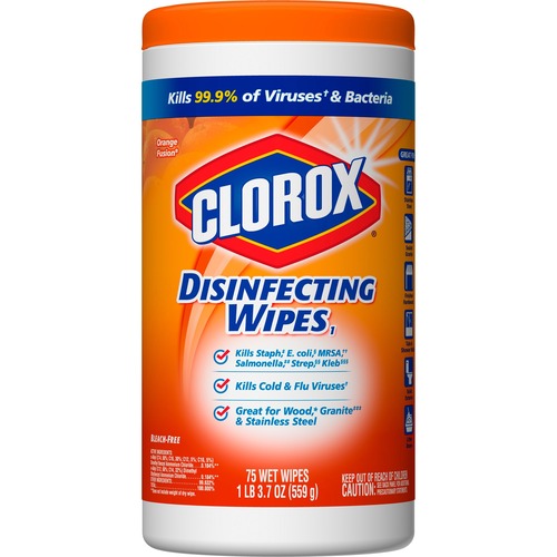 Clorox Disinfecting Wipes, Bleach-Free Cleaning Wipes - Wipe - Orange Fusion Scent - 75 / Can - 240 / Bundle - White
