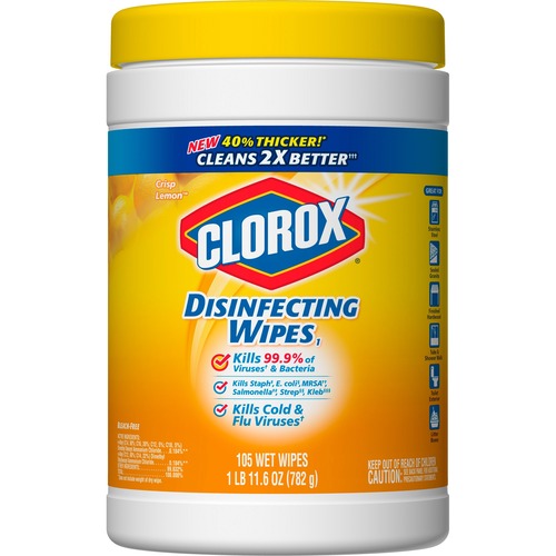 Clorox Disinfecting Wipes, Bleach-Free Cleaning Wipes - Wipe - Citrus Blend Scent - 105 / Canister - 140 / Bundle - White