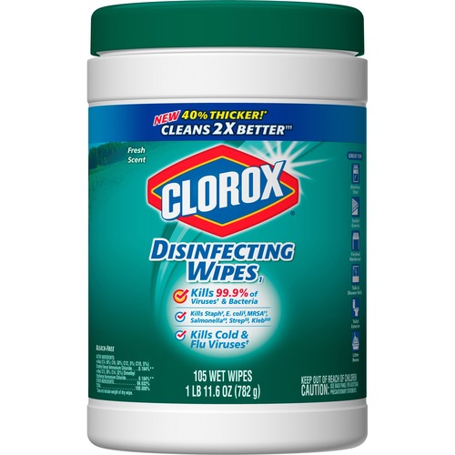 Clorox Disinfecting Wipes, Bleach-Free Cleaning Wipes - Wipe - Fresh Scent - 105 / Canister - 140 / Bundle - White