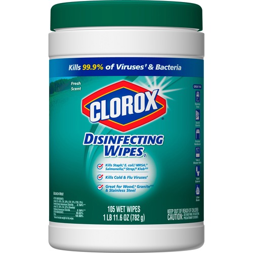 Clorox Disinfecting Wipes, Bleach-Free Cleaning Wipes - Ready-To-Use Wipe - Fresh Scent - 105 / Canister - 4 / Carton - White
