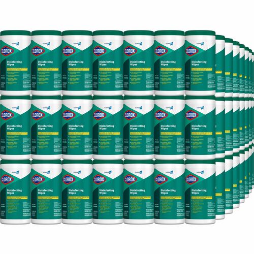 CloroxPro™ Disinfecting Wipes - Ready-To-Use - Fresh Scent - 75 / Canister - 480 / Pallet - Easy Tear, Pre-moistened, Bleach-free, Phosphorous-free, Easy to Use, Antibacterial - Green