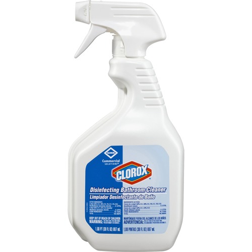 Clorox Commercial Solutions Disinfecting Bathroom Cleaner with Bleach - Spray - 30 fl oz (0.9 quart) - Bottle - 216 / Bundle - White