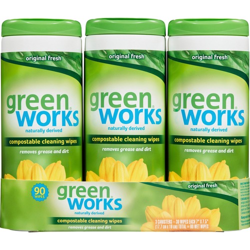 Green Works Compostable Cleaning Wipes - Wipe - 30 / Canister - 675 / Pallet - White