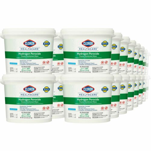 Clorox Healthcare Hydrogen Peroxide Cleaner Disinfectant Wipes - 185 / Bucket - 50 / Bundle - Bleach-free, Antibacterial - White