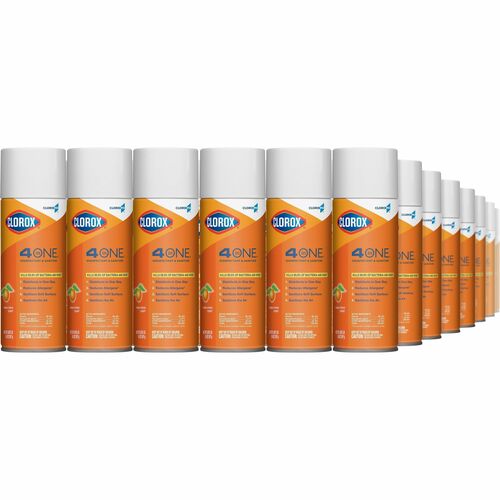 CloroxPro™ 4 in One Disinfectant & Sanitizer - 14 fl oz (0.4 quart) - Fresh Citrus Scent - Deodorize, Disinfectant, Antibacterial - Orange - 1596 / Pallet