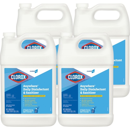 CloroxPro™ Anywhere Daily Disinfectant and Sanitizing Bottle - 128 fl oz (4 quart) - 4 / Carton - Disinfectant, pH Balanced - Translucent