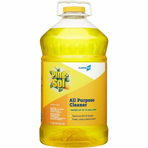 Pine-Sol All Purpose Cleaner - CloroxPro - Concentrate Liquid - 144 fl oz (4.5 quart) - Lemon Fresh Scent - 63 / Bundle - Yellow