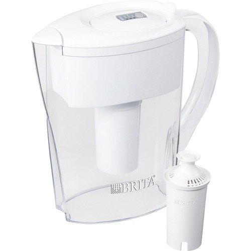 Brita Small 6 Cup Space Saver Water Pitcher with Filter - BPA Free - Pitcher - 40 gal Filter Life (Water Capacity)2 Month Filter Life (Duration) - 6 Cups Pitcher Capacity - 152 / Pallet - White